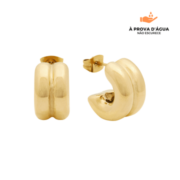Brincos Curvados Mini Banhados em Ouro 18k