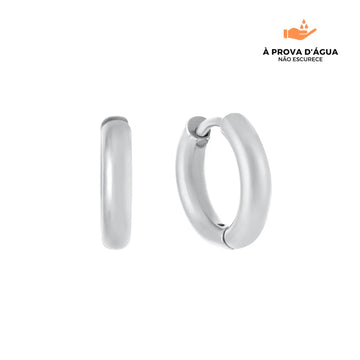 Brincos Argolas Slim 10MM Banhados em Prata