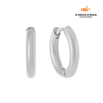 Brincos Argolas Slim 12MM Banhados em Prata