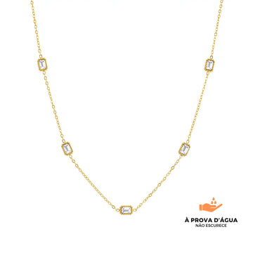 Colar Cristal Banhado em Ouro 18k