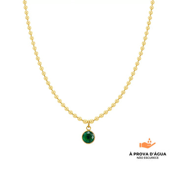Colar Ponto Esmera Banhado em Ouro 18k