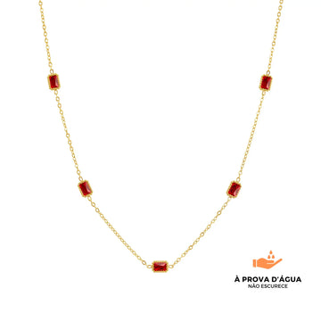 Colar Rubí Banhado em Ouro 18k