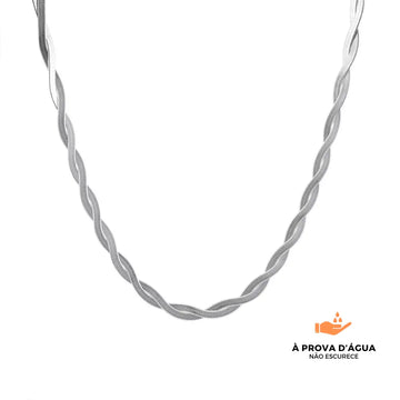 Colar de Corrente Slim Entrelaçado Banhado em Prata