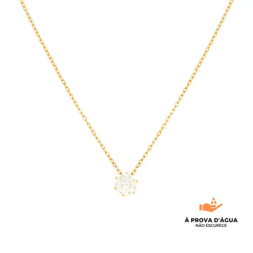 Colar Solitário Banhado em Ouro 18k