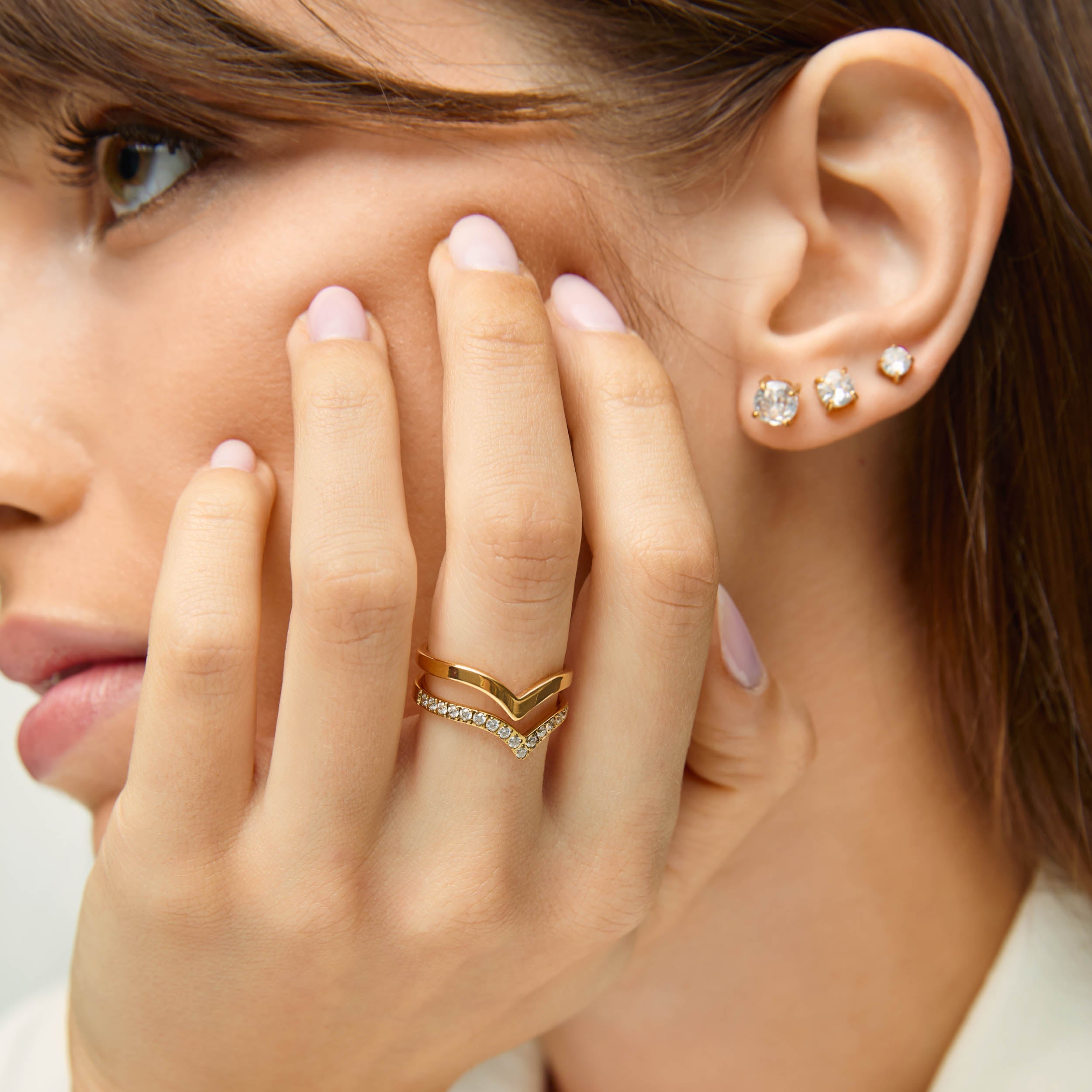 Brincos Solitário 3mm Banhados em Ouro 18k
