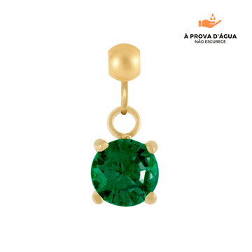Pingente Ponto de Luz Esmeralda Banhado em Ouro 18k