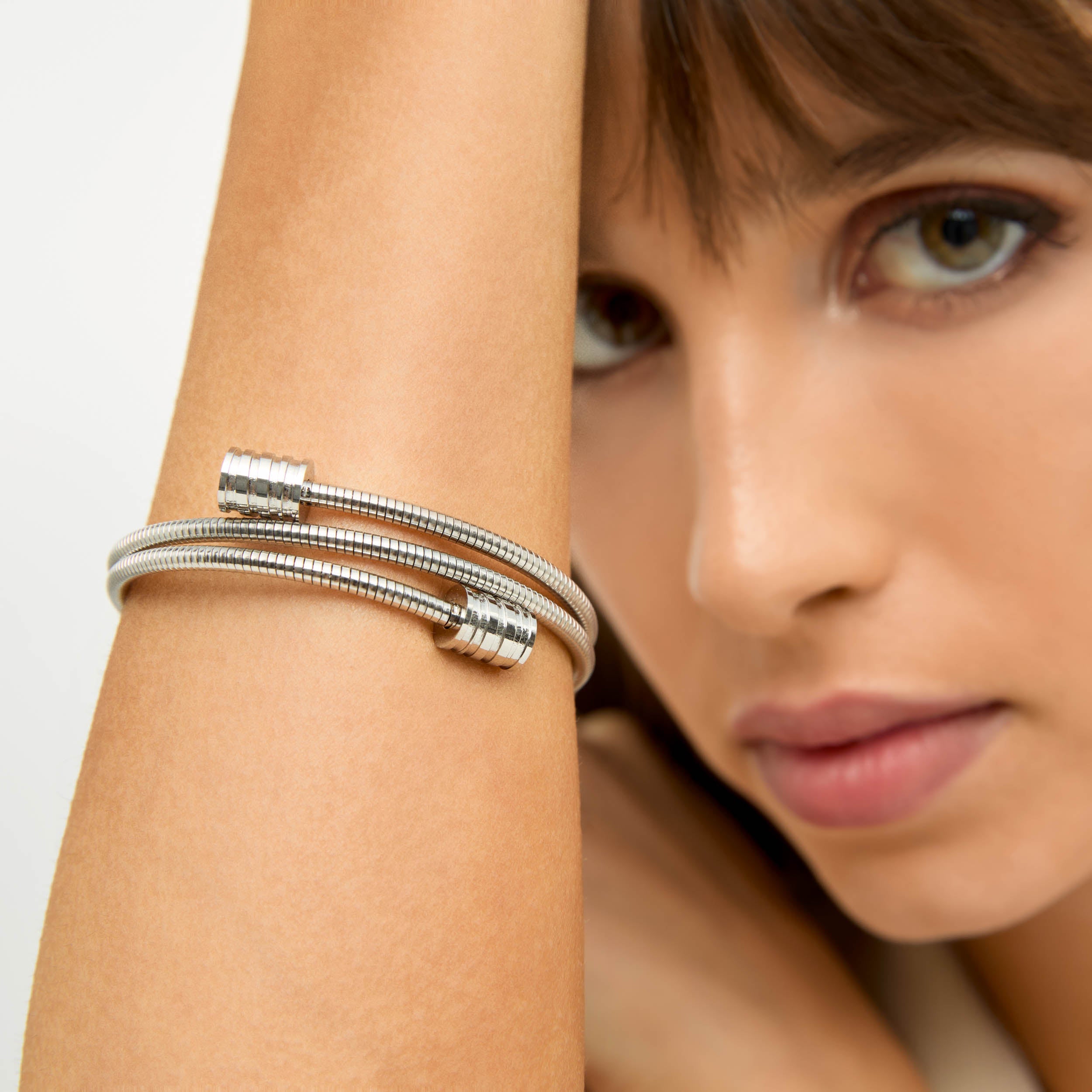 Bracelete Twister Regulável Banhado em Prata