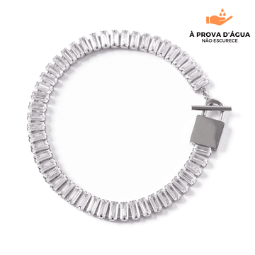 Pulseira Riviera Retangular Banhada em Prata