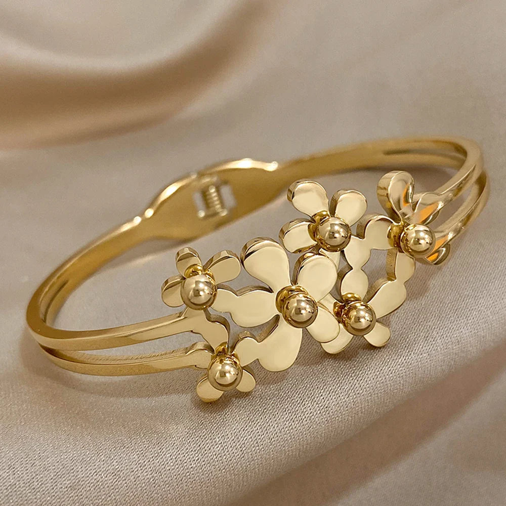 Pulseira Flores Douradas