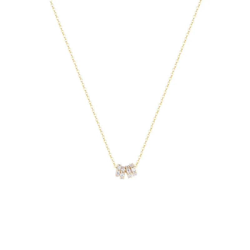 Colar Dourado Pingente Cravejado de Zircônia