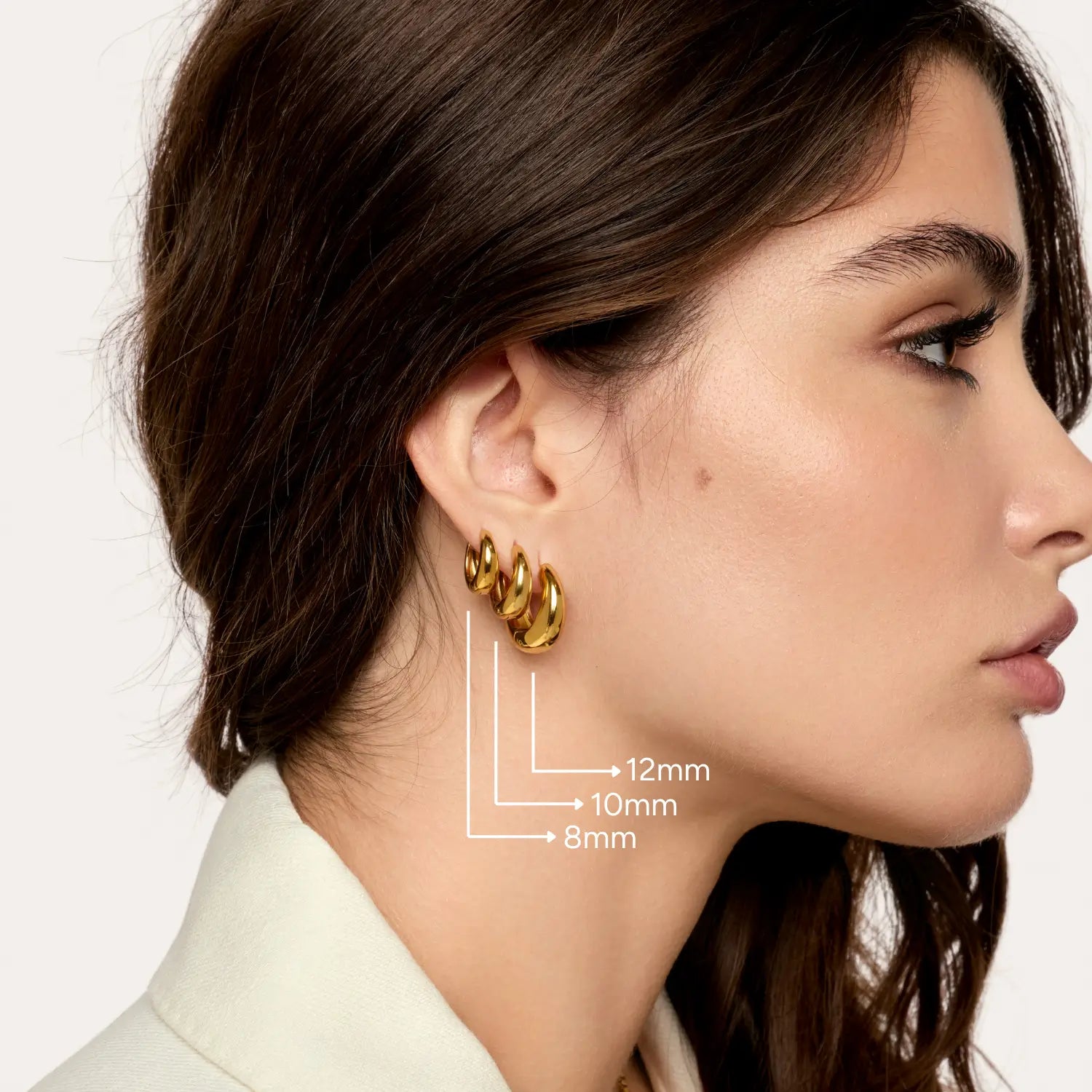 Brincos Londrinos 8MM Banhados em Ouro 18k